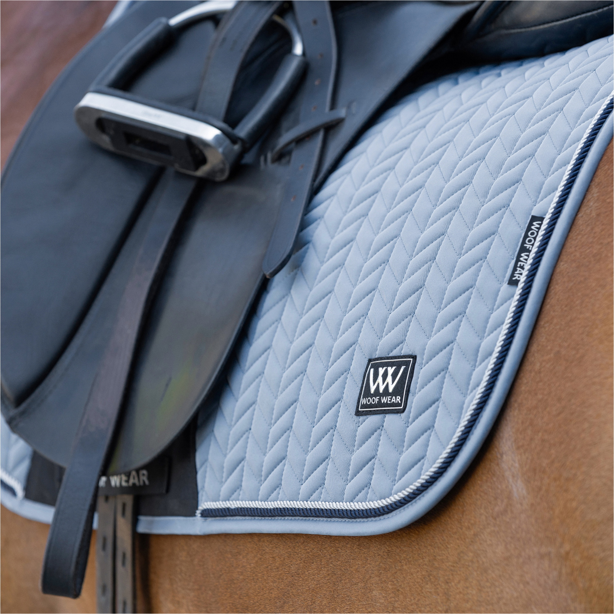 2025 Woof Wear Herringbone Dressage Saddle Pad WS0043-STBL - Steel Blue